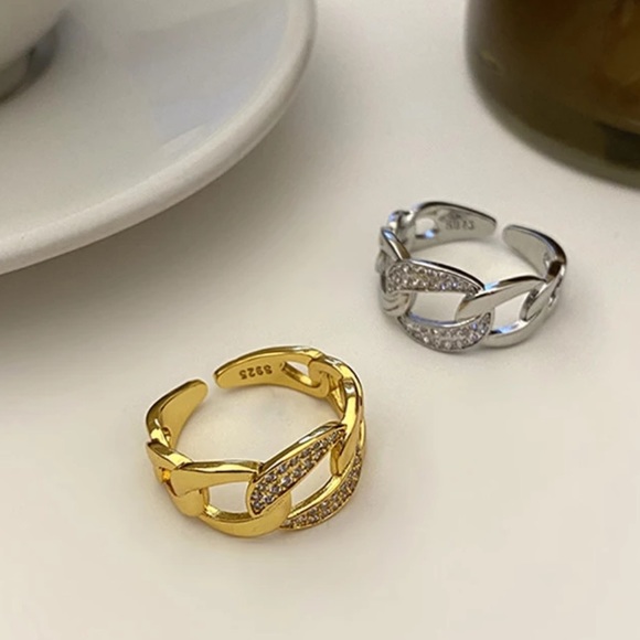 ✨Insta gold / silver chain crystal ring - Picture 2 of 5